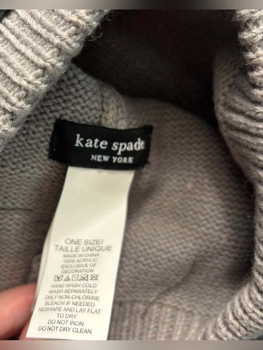 ♠️kate spade♠️ SET OF: Heather Gray Flocked Spade Beanie Hat and Knit Gloves